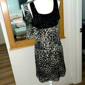 Beaded/ leopard print silk cocktail dress